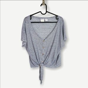 Rachel Zoe Linen Striped Tie Top Size M